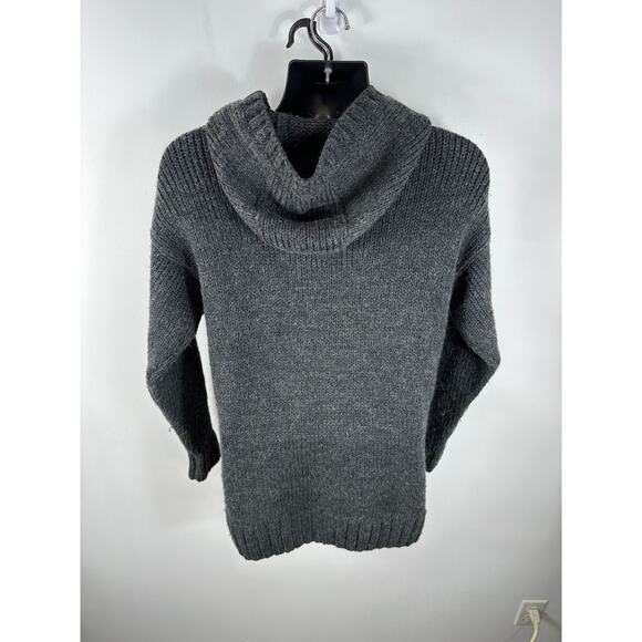 Sweaty Betty Chunky Knit Full Zip Wool Blend Hooded Sweater Dark Grey Sz Medium - Picture 2 of 10